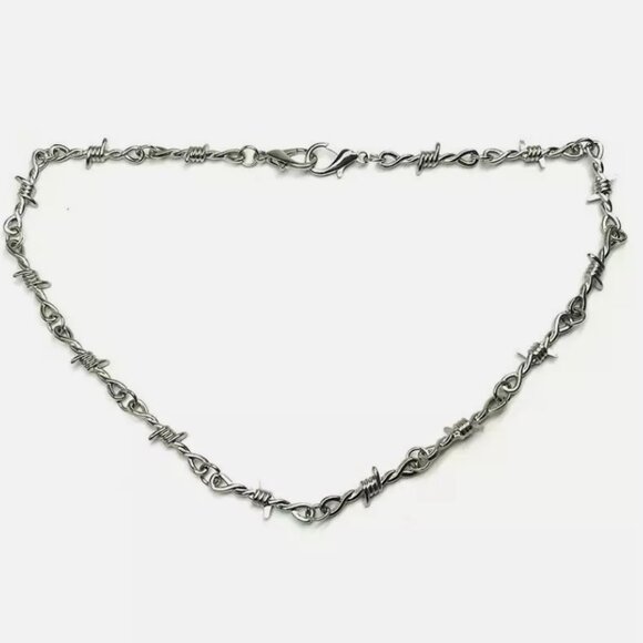 Style 22" Silver Chrome Barb Wire Biker Trucker Jean Wallet Key Chain Punk Rock - Picture 1 of 5